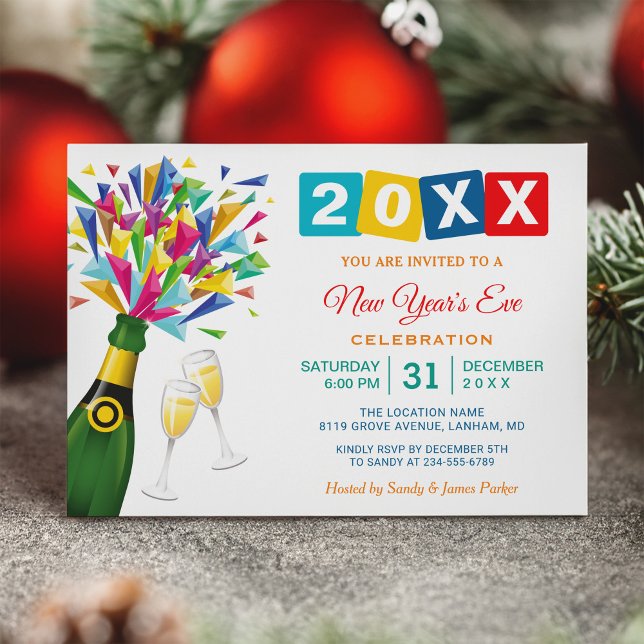 New Year's Eve Party Colourful Bubbly Toast Invitation (Creator Uploaded)
