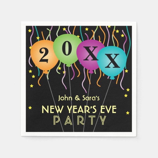 New Year's Eve Party Colourful Confetti Napkin (Front)