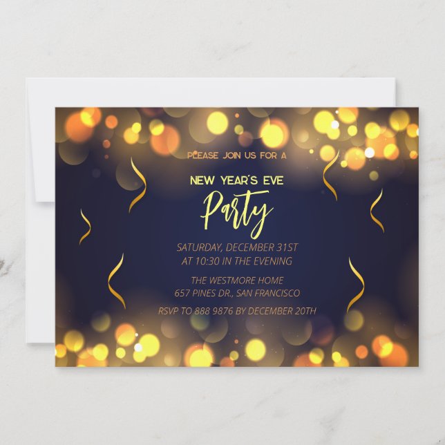  New Year's Eve Party faux gold foil Invitation (Front)