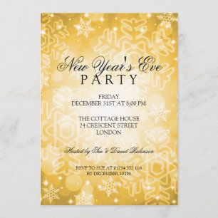 New Years Eve Party Festive Bokeh Gold Invitation