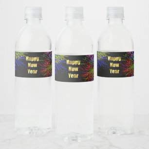 New Year's Eve Party Fireworks Water Bottle Label