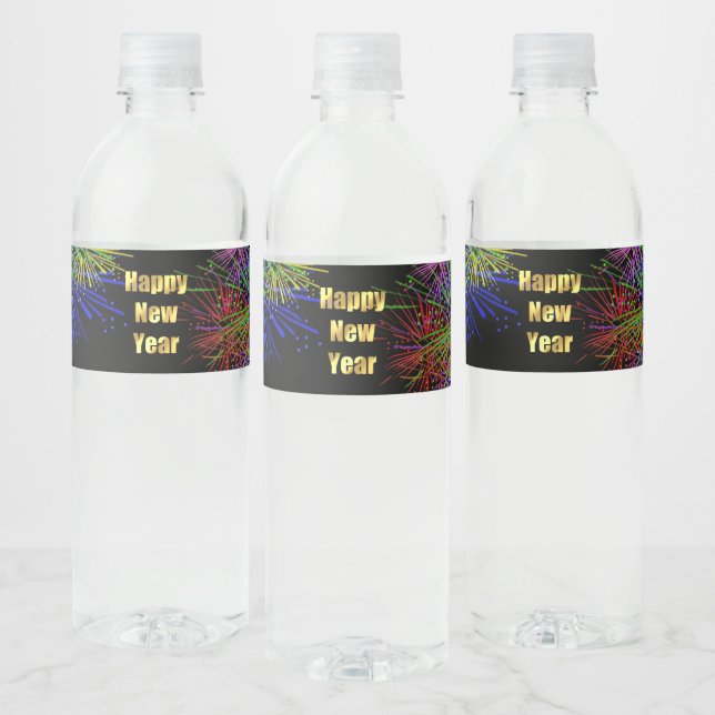 New Year's Eve Party Fireworks Water Bottle Label (Bottles)