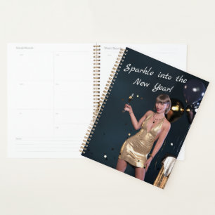 New Years Eve Party Girl in Sequined Dress Planner