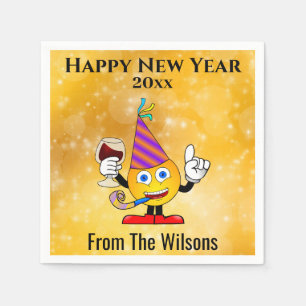 New Years Eve Party Gold Cute Happy Emoji Napkin
