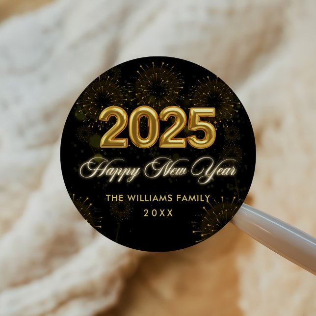 New Year's Eve Party Gold Glitter Classic Round Sticker (Creator Uploaded)