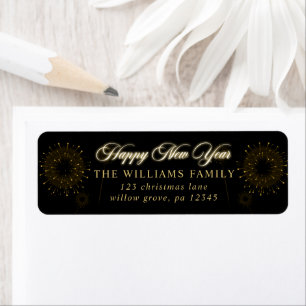 New Year's Eve Party Gold Glitter Return Address