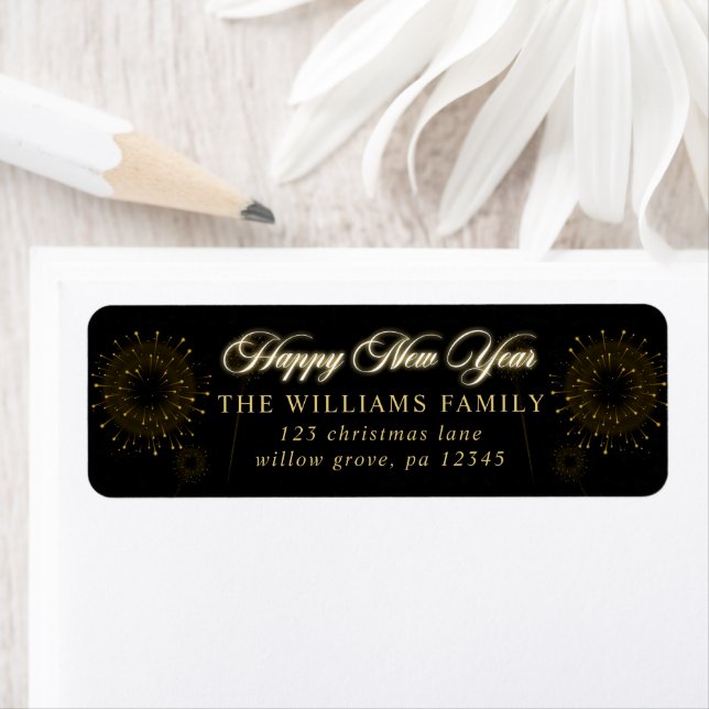 New Year's Eve Party Gold Glitter Return Address (Insitu)