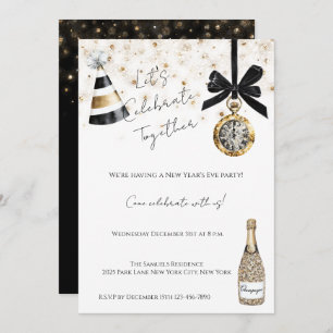 New Year's Eve Party Gold Glitzy Sparkle  Invitation