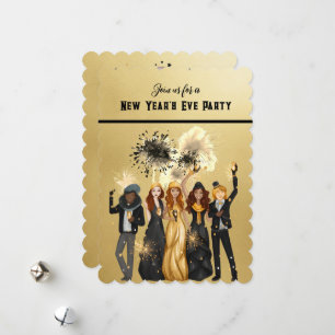 New Year's Eve Party Invitation Black and Gold