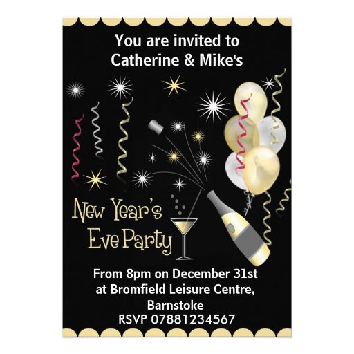 New Years Eve Party Invitation - Black & Gold 5