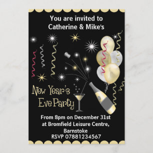 New Years Eve Party Invitation - Black & Gold