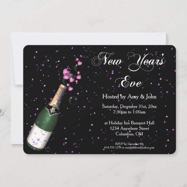 New Year's Eve Party Invitation Champagne Bottle 2 (Front)
