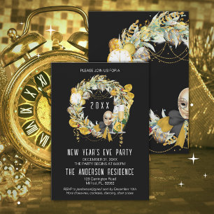 New Year's Eve Party Invitation Elegant Wreath