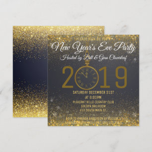New Year's Eve Party Invitation Luxury Clock