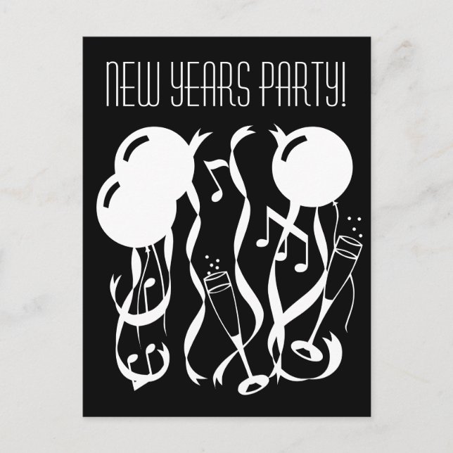 New Years eve party invitation postcards | Festive (Front)