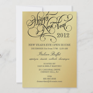 New Year's Eve Party Invitations - Elegant Gold