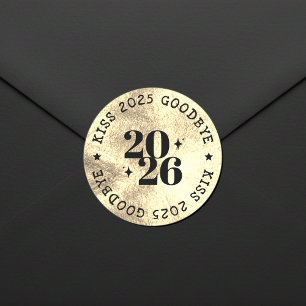 New Years Eve Party Kiss the Year Goodbye Gold Classic Round Sticker