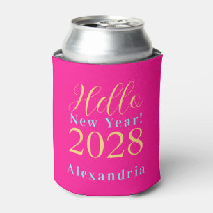 New Year's Eve Party Personalised Hot Pink Can Cooler