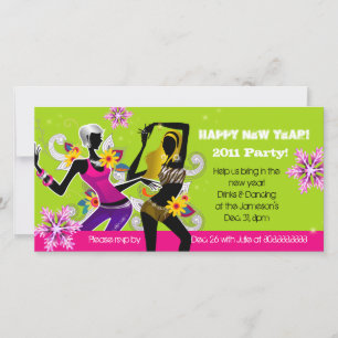 New Year's Eve Party Photo Card Dancing Lime
