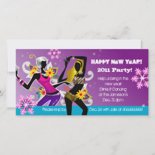 New Year's Eve Party Photo Card Dancing Purple
