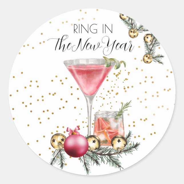 New Year's Eve Party Ring In The New Year Classic Round Sticker (Front)