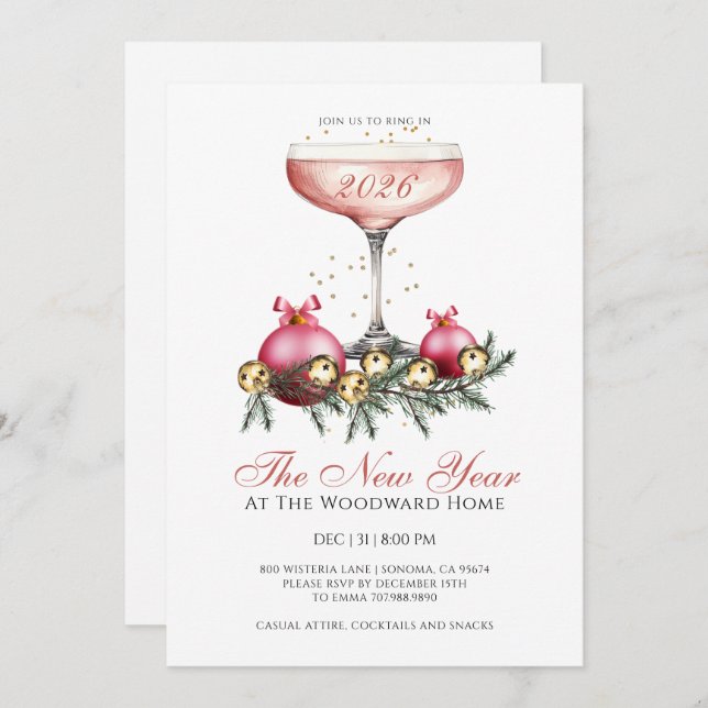 New Year's Eve Party Ring In The New Year Invitation (Front/Back)