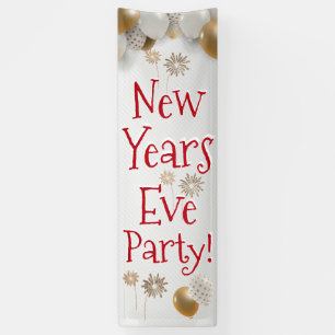 New Years Eve Party, Sign, Gold, White, Banner