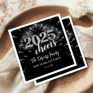 New Year's Eve Party Silver & Black Napkin