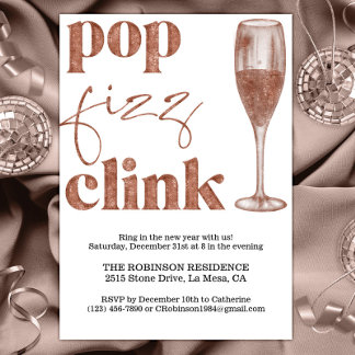 New Year's Eve Party Sparkle Rose Gold Cheers Invitation