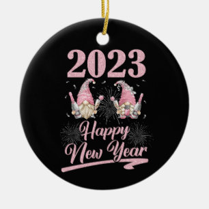 New Years Eve Party Supplies 2023 Gnome Happy Ceramic Tree Decoration