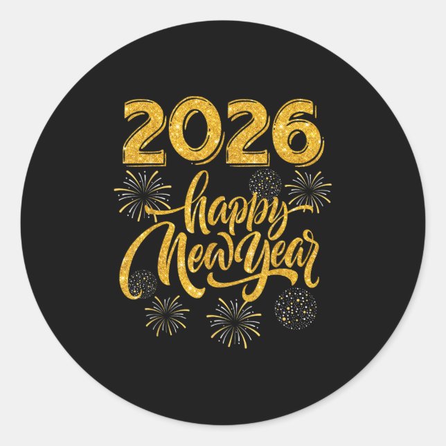 New Years Eve Party Supplies 2026 Happy New Year F Classic Round Sticker (Front)
