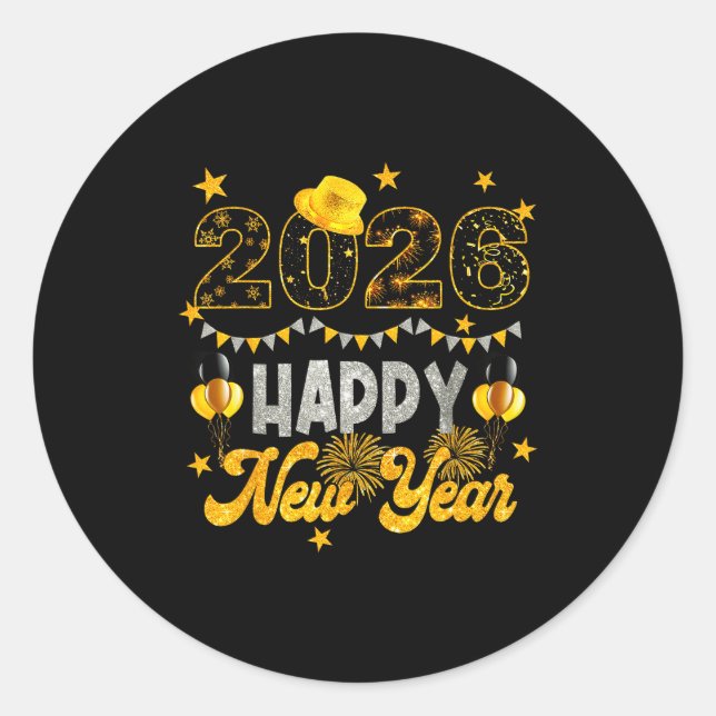 New Years Eve Party Supplies 2026 Happy New Year F Classic Round Sticker (Front)