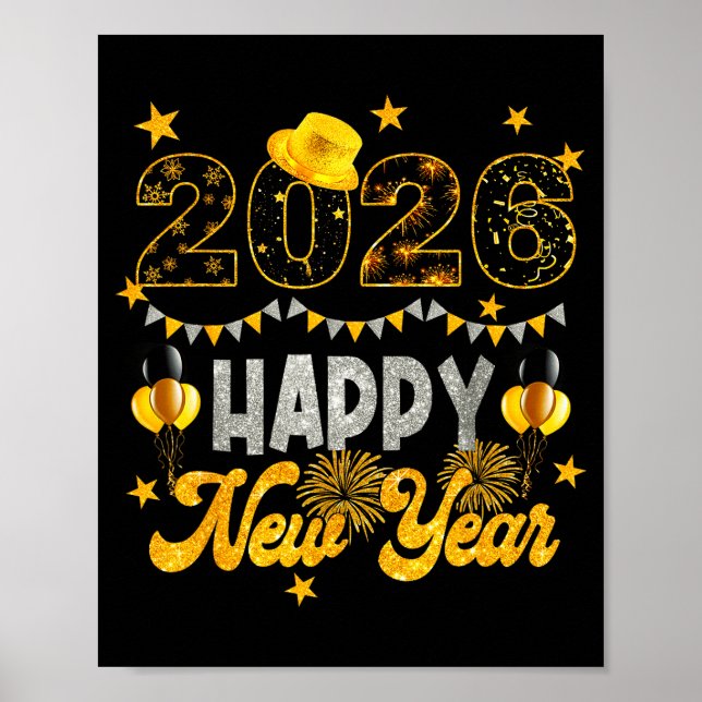 New Years Eve Party Supplies 2026 Happy New Year F Poster (Front)