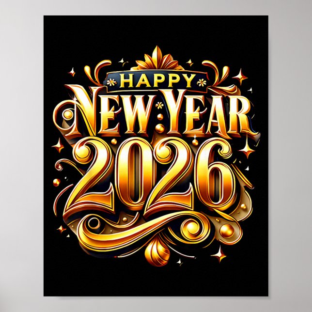 New Years Eve Party Supplies 2026 Happy New Year F Poster (Front)