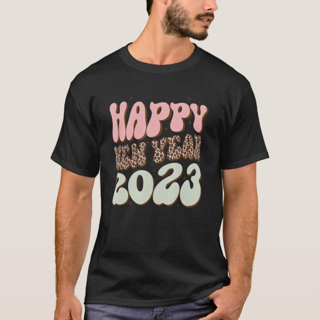 New Years Eve Party Supplies Groovy Happy New Year T-Shirt (Front)