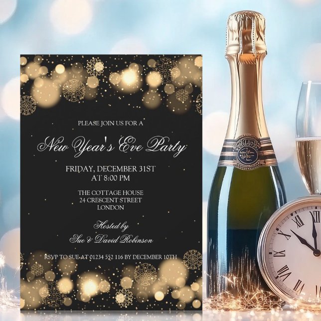 New Years Eve Party Winter Wonder Gold Invitation (Creator Uploaded)