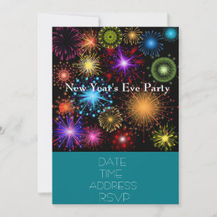 New Year's Eve party with colourful fireworks Invitation