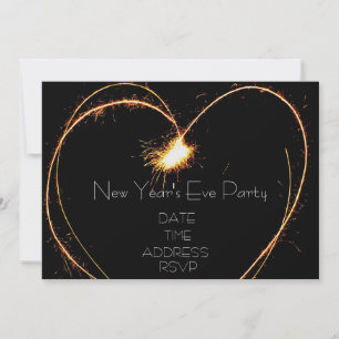 New Year's Eve party with heart sparklers Invitation