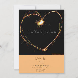 New Year's Eve party with heart sparklers Invitation