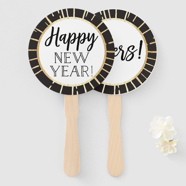 New Year's Eve Photo Booth Prop Decorations Hand Fan (Front and Back)