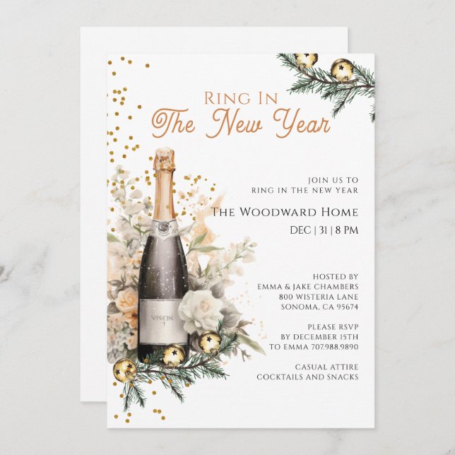 New Year's Eve Ring In The New Year Party Invitation (Front/Back)