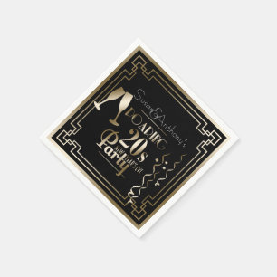 New Year's Eve Roaring 20s Art Deco Gold Frame Napkin