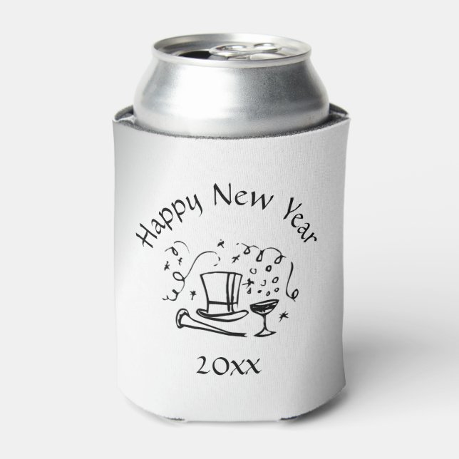 New Years Eve Silver Dated Can Cooler (Can Front)