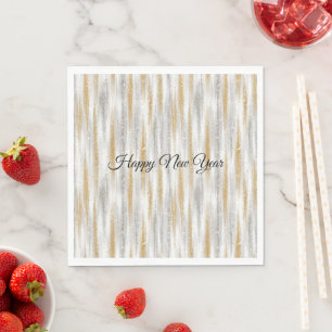 New Year's Eve Silver Gold Stripes Celebration Napkin