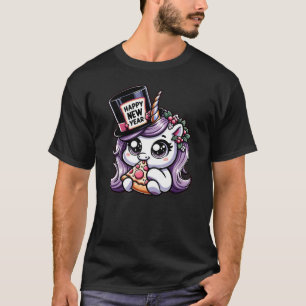 New Year's Eve Unicorn Cute Comic Happy New Year T-Shirt