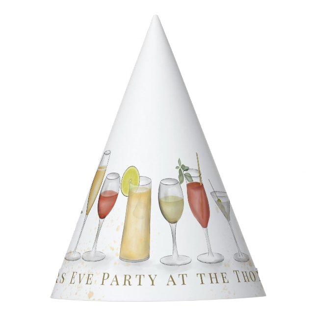 New Years Eve Whimsical Cute Fun Cocktails Party  Party Hat (Front)