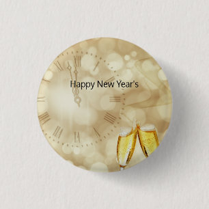 New Year's Eve with champagne glasses 3 Cm Round Badge