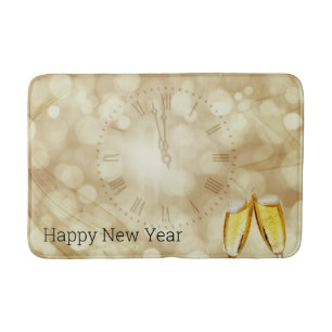 New Year's Eve with champagne glasses Bath Mat