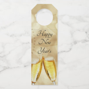 New Year's Eve with champagne glasses Bottle Tag