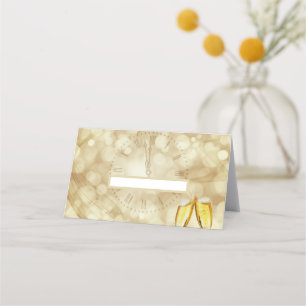 New Year's Eve with champagne glasses  Place Card